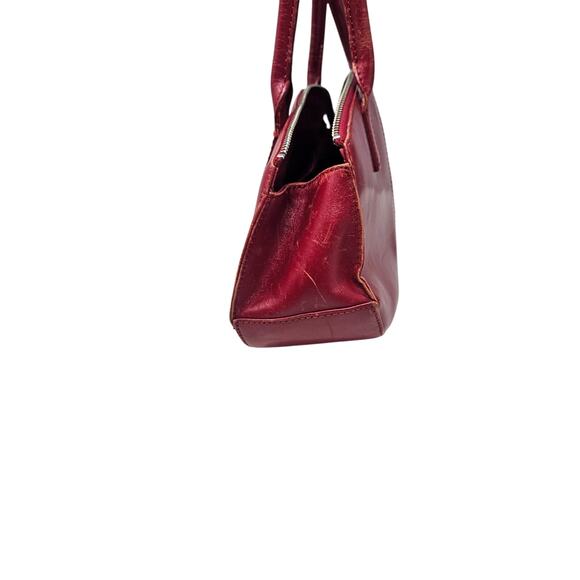 Vintage Y2K Preston York Dark Cherry Red Leather Bag Minimalist Mini Purse - Picture 6 of 7